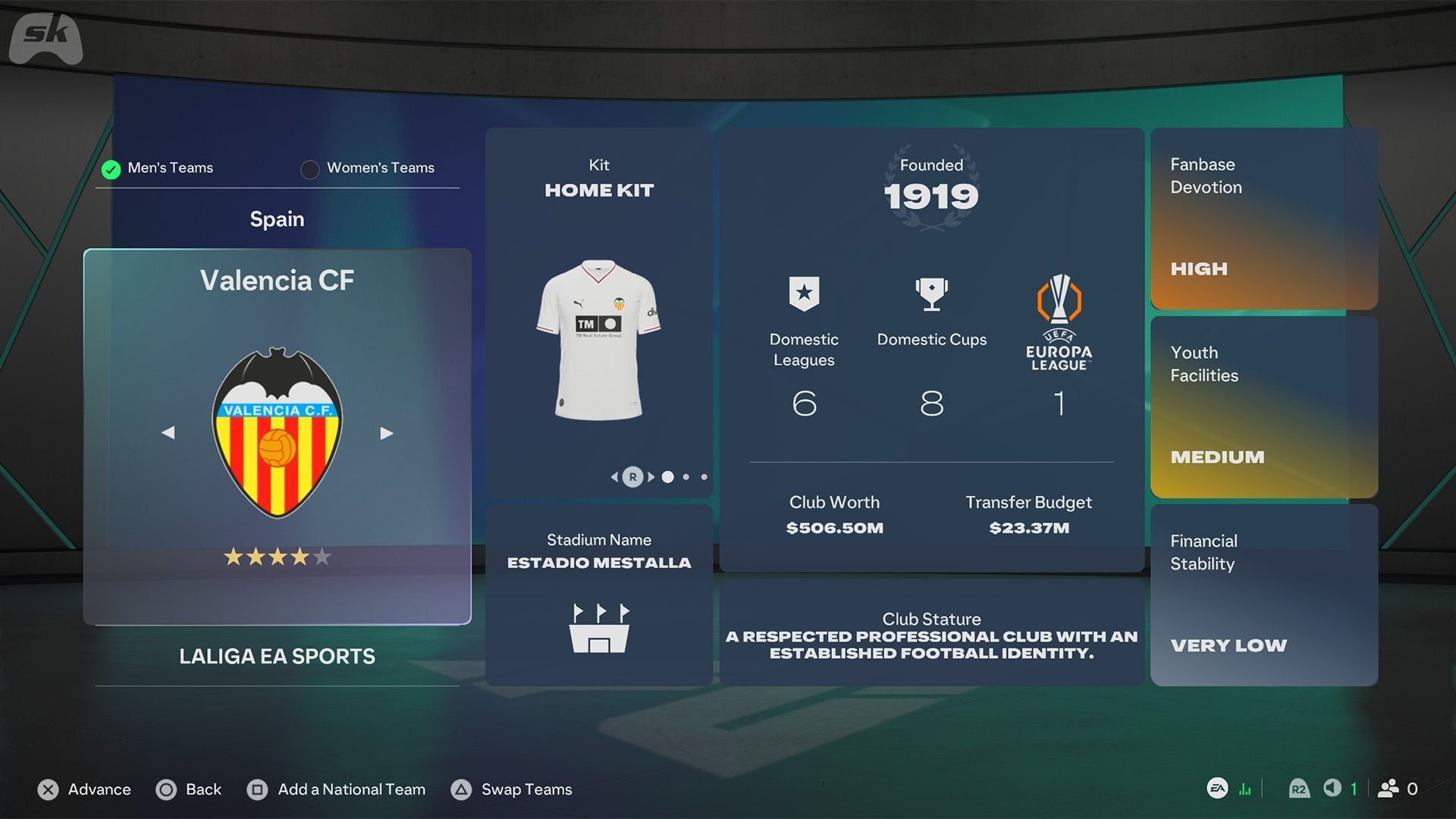 Valencia squad in FC 27, a tight-budget LaLiga rebuild project