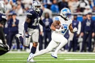 Dec 4, 2025; Detroit, Michigan; Detroit Lions running back Jahmyr Gibbs runs against the Dallas Cowboys - Source: Imagn