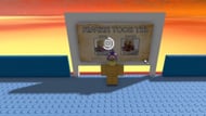 Interact with the board in the Rocket Arena map (Image via Roblox)