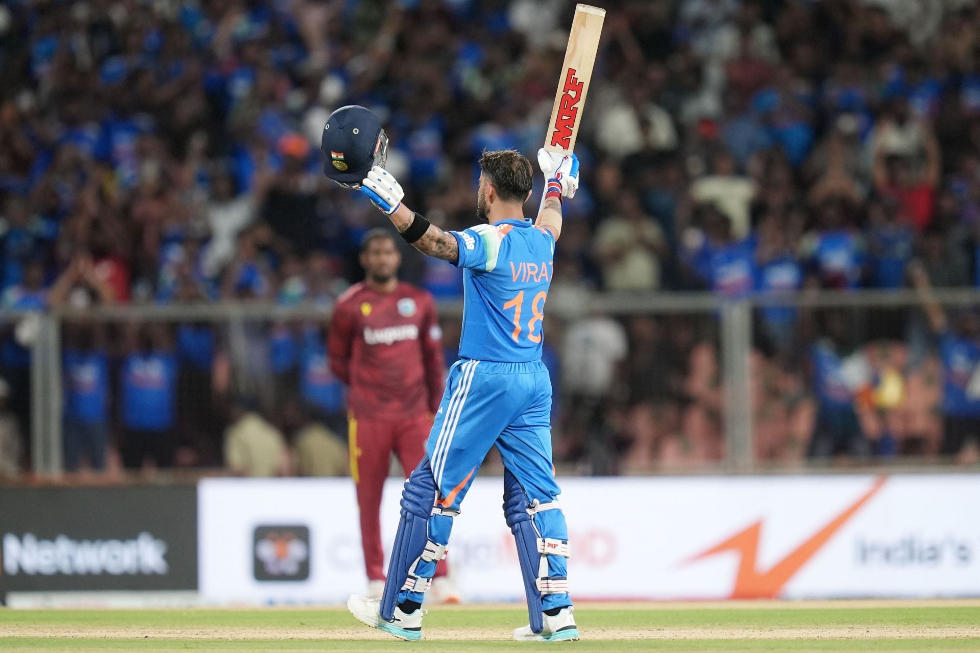 Virat Kohli slams Gudakesh Motie for a six over long-on to bring up 86th international hundred in IND vs WI 2026 1st ODI [Watch]