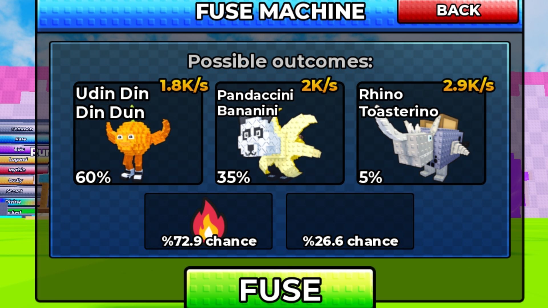 The Fuse Machine menu (Image via Roblox)