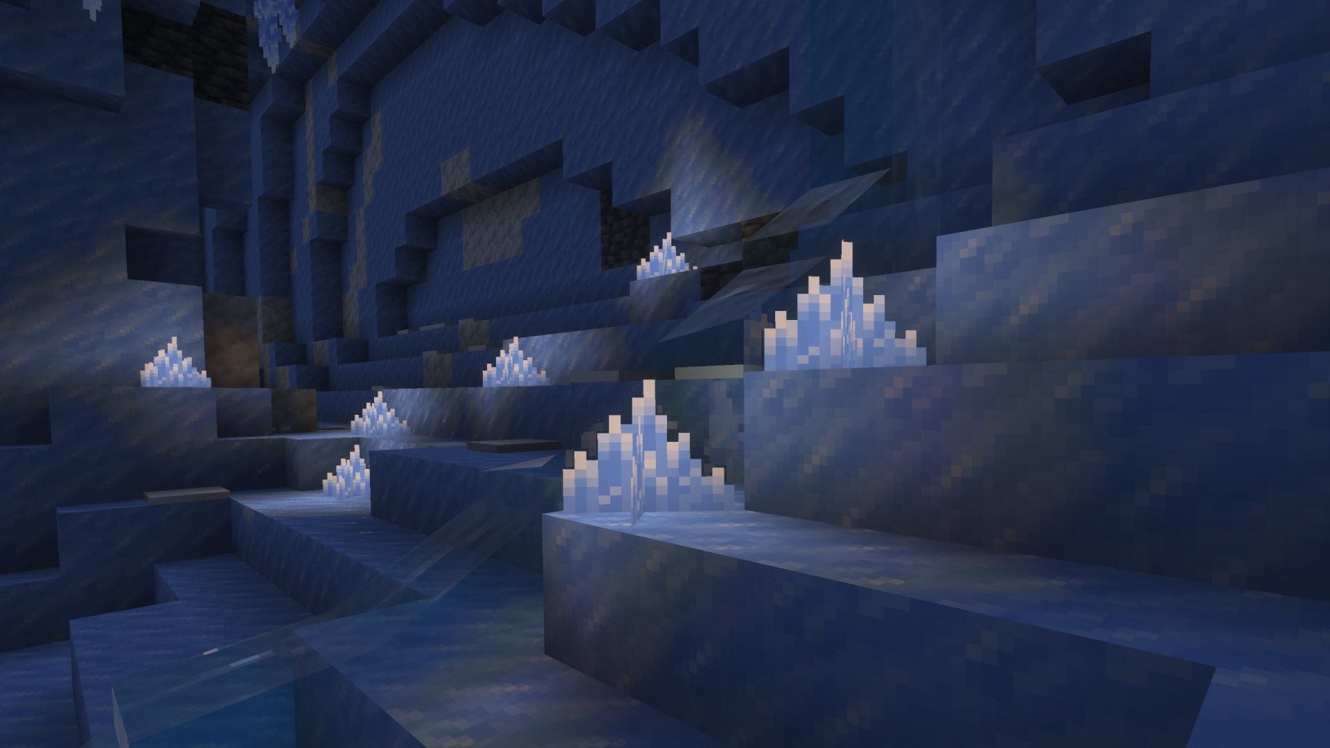 Ice Crystals can dimly light up the new biome (Image via Mojang Studios)