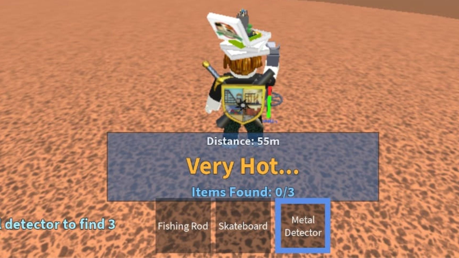 Note the distance between your character and the relic (Image via Roblox)