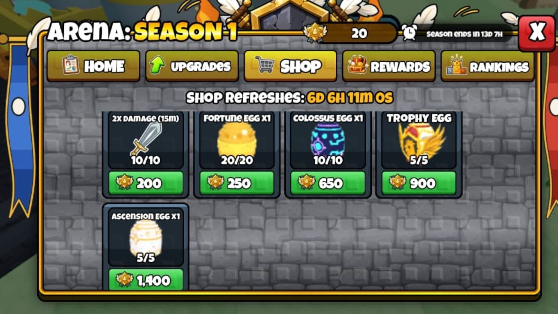 Trophy Egg in the Arena Shop (Image via Roblox)