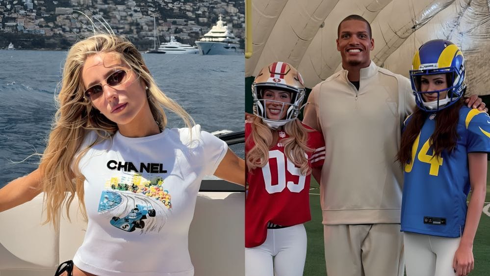 Former Raider Isaac Rochell poses with Alix Earle and Ashtin as sisters go all out with Netflix promo for NFL GameDay coverage