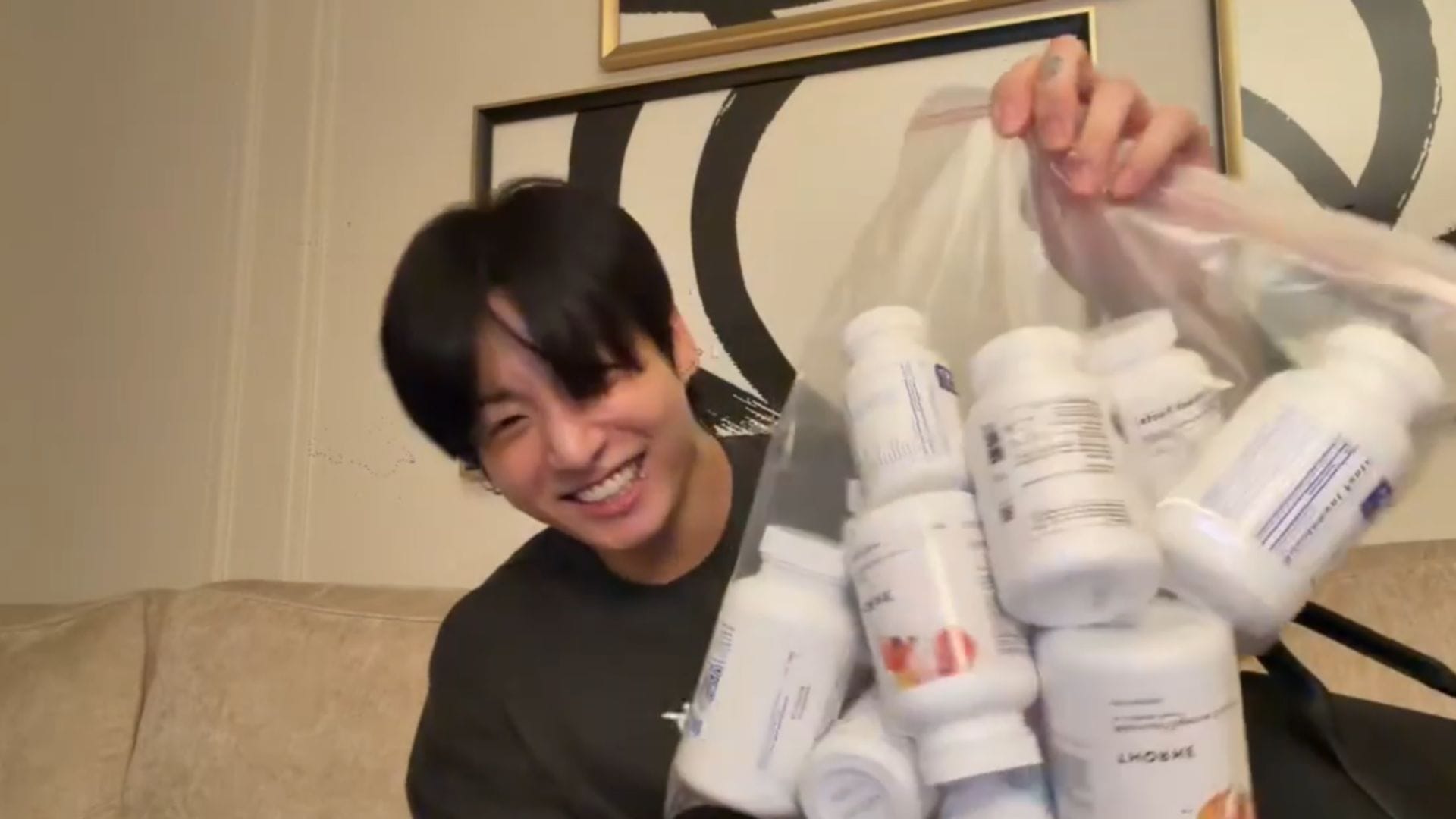 "This is a walking pharmacy" - Fans in stitches after BTS' Jungkook reveals his huge vitamin bag on his 29th birthday Weverse live