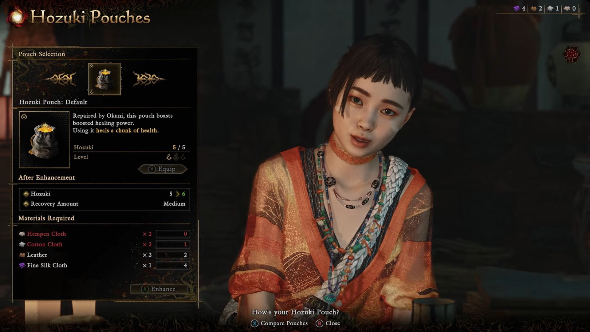 All Hozuki Pouches and Skeleton Hozuki in Onimusha Way of the Sword and where to get them