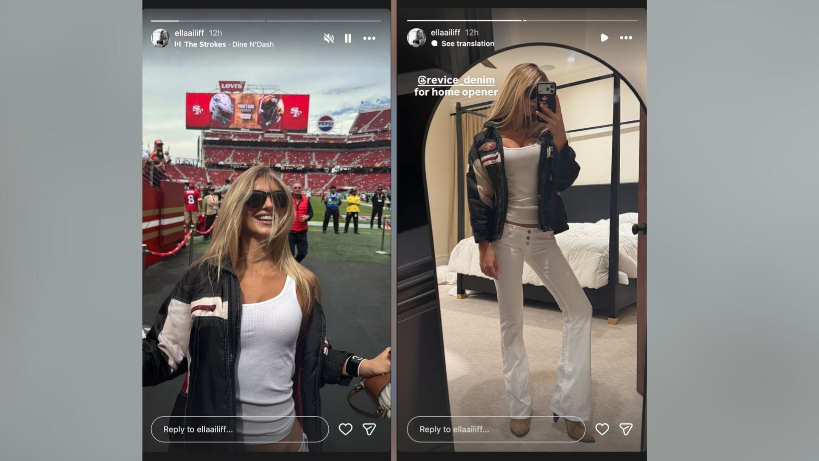 Nick Bosa's GF Ella Ailiff turns heads in ribbed tank top x denim look (Image Credit: IG/@ellaailiff)