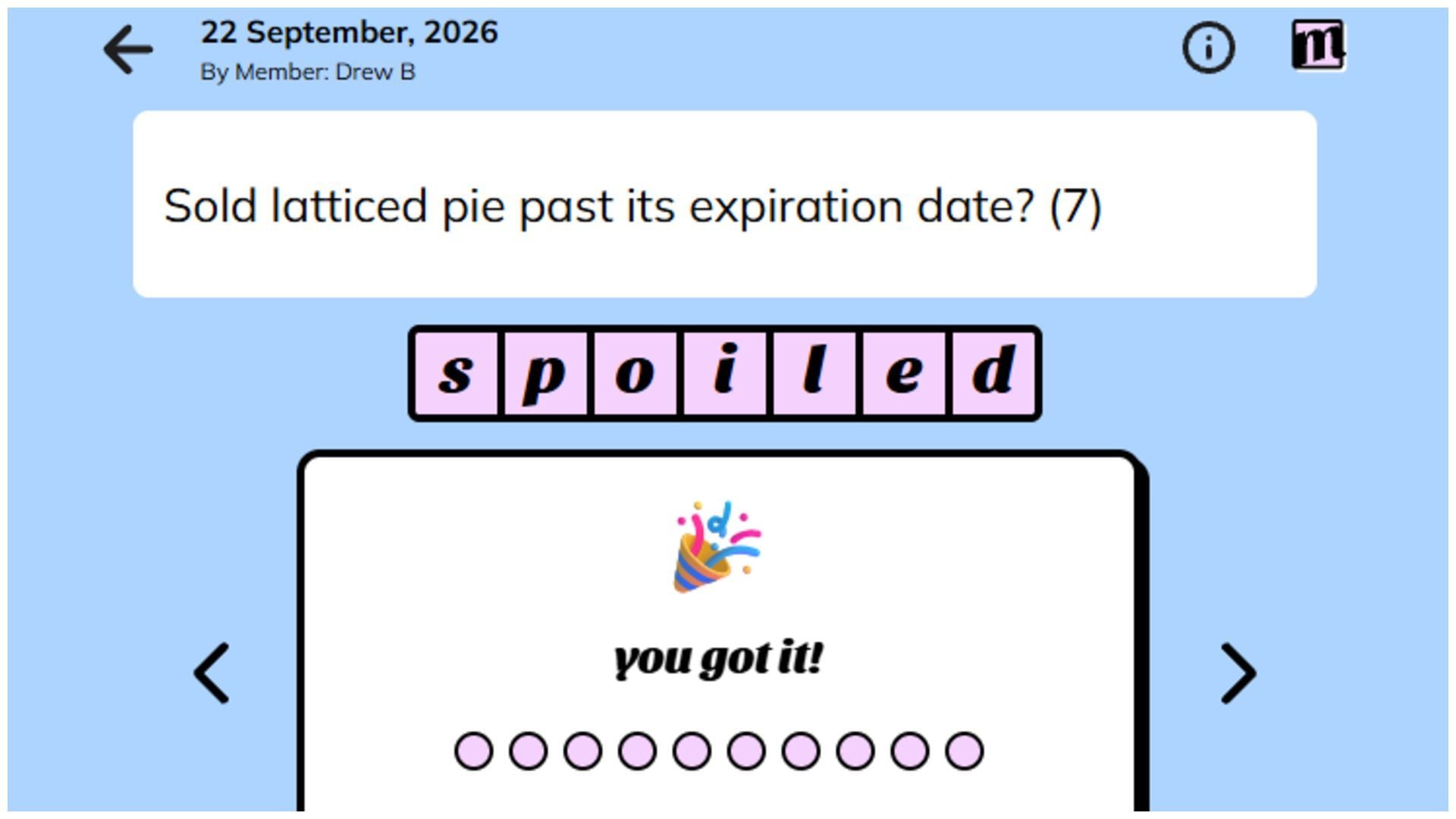 Today's September 22, 2026 Minute Cryptic answer (Image via Minute Cryptic)