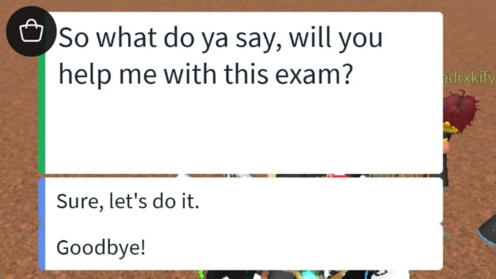 Help with the maths homework (Image via Roblox)
