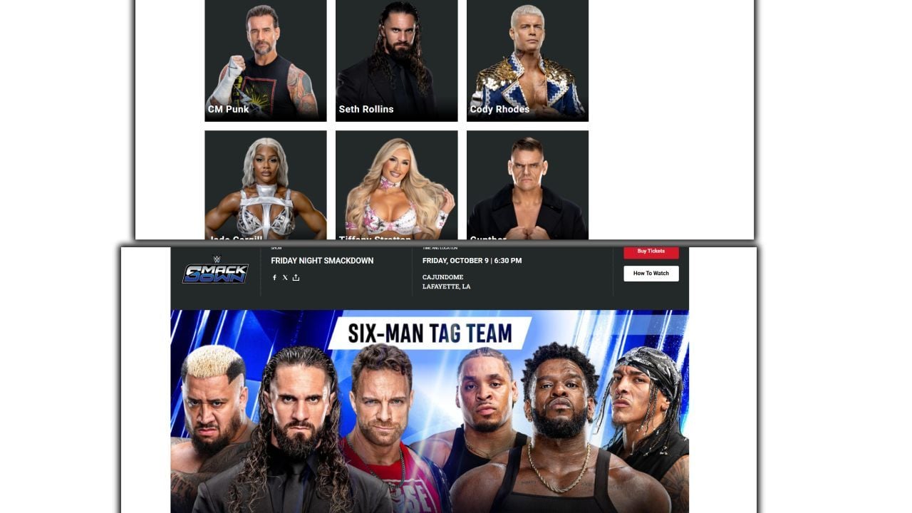 Seth Rollins advertised for a six-man tag team match on SmackDown - Credits: WWE.Com
