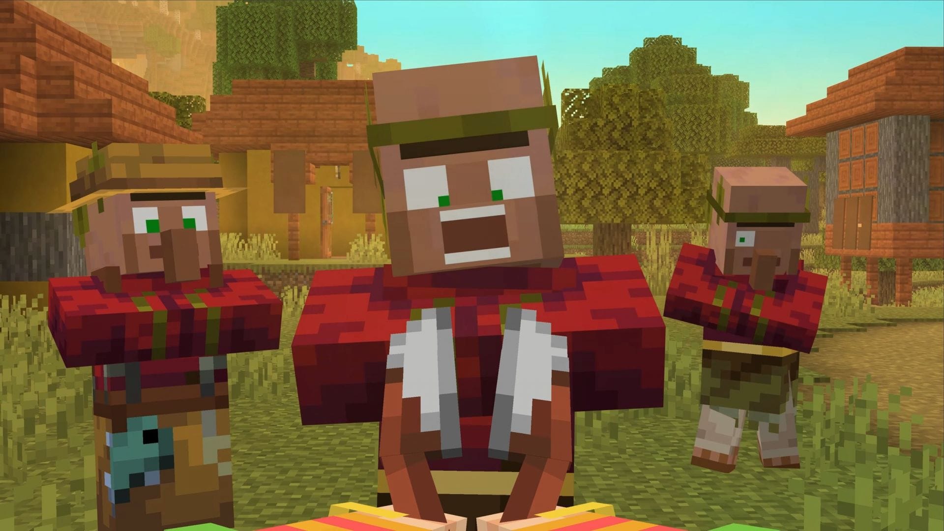Minecraft Villager News add-on brings speaking villagers (Image via Mojang Studios || YouTube/@OrevilleStudios)