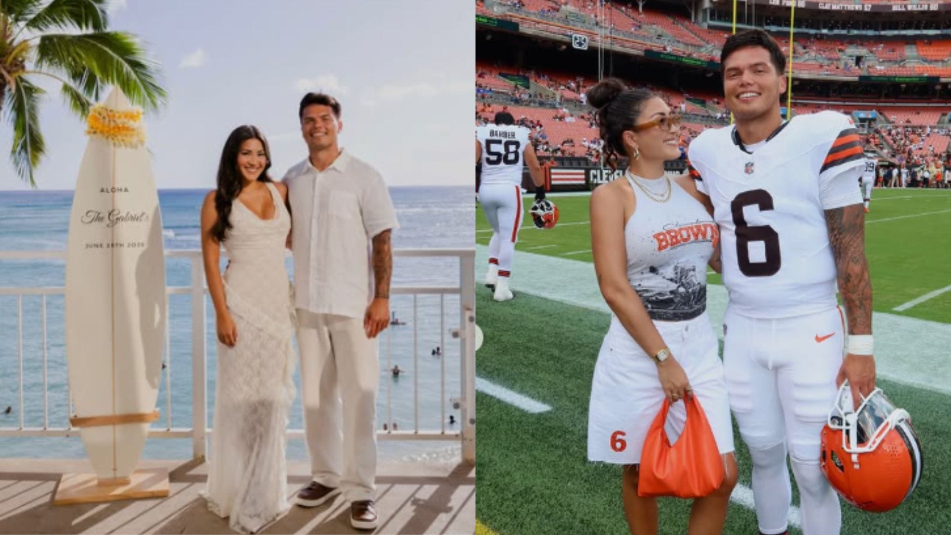 Dillon Gabriel and wife Zo Caswell spotted together in halter top and denim as Browns QB is sidelined for first 4 games