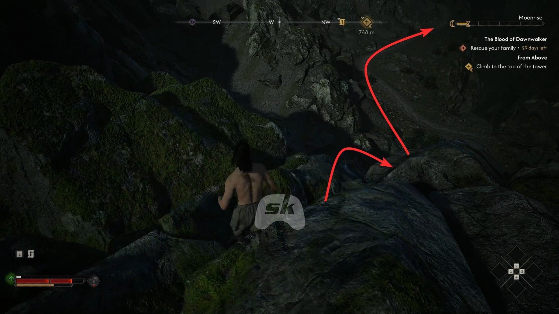 Drop down from here (Image via SK Gaming || Bandai Namco)