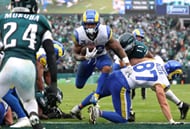 Rams running back Kyren Williams torched the Eagles with two rushing touchdowns in the fourth quarter - Source: Imagn