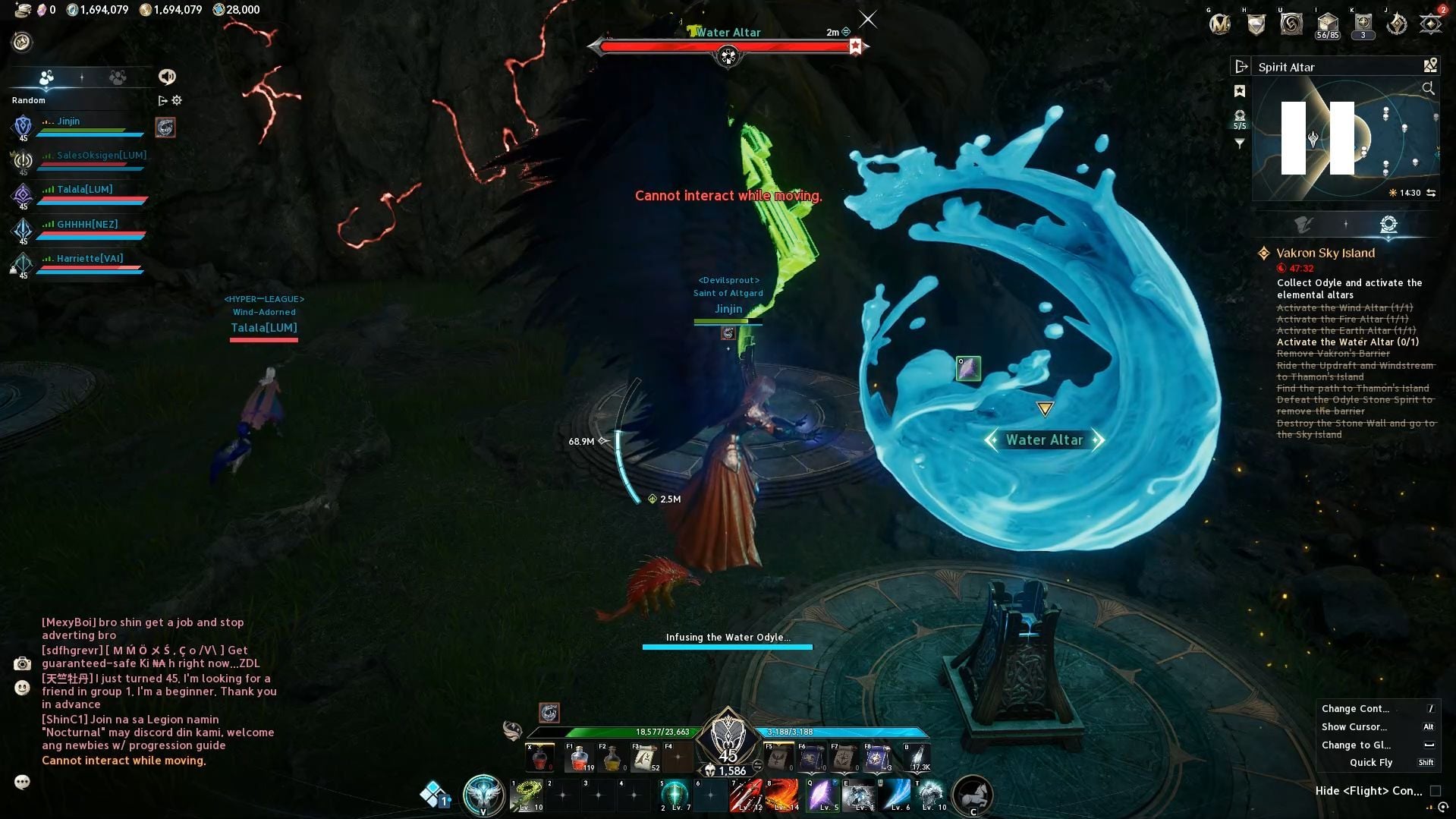Depositing the element in Vakron Sky Island (Image via NC)