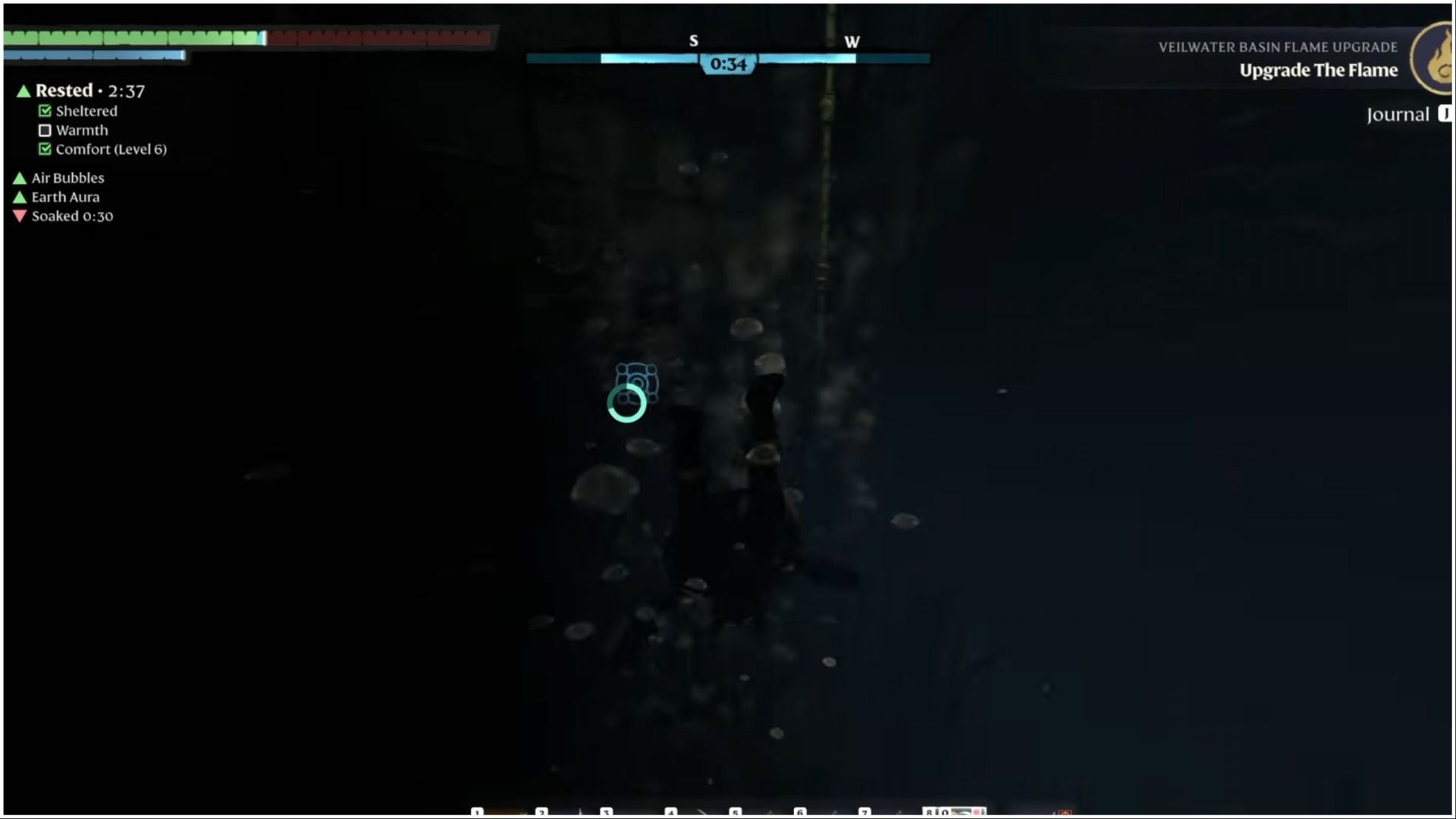 Underwater switch and air bubbles in the Veilwater Basin Ancient Spire