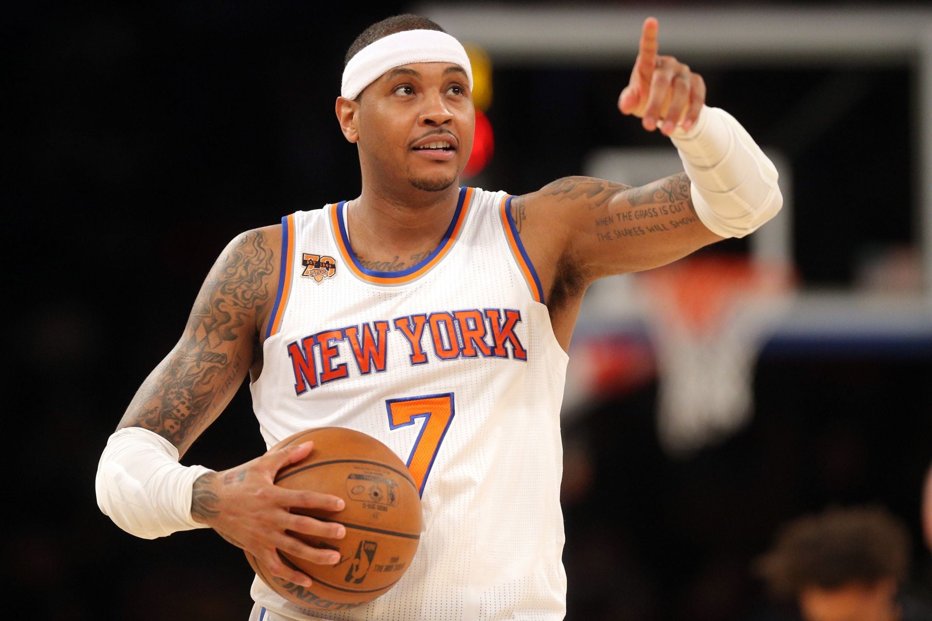 Carmelo Anthony averaged 24.7 points, 7.0 rebounds and 3.2 assists for the Knicks- Source: Imagn