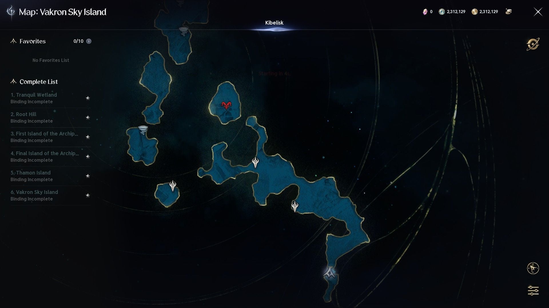 Vakron Sky Island first-half map in Aion 2 (Image via NC)