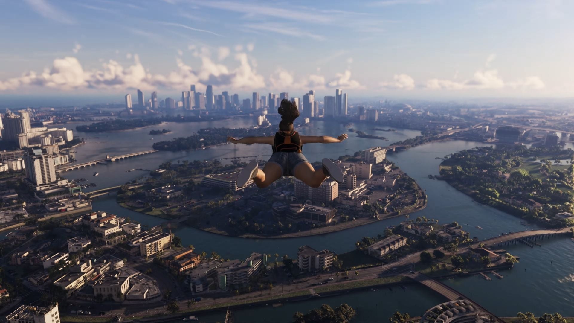 Lucia performing skydiving (Image via Rockstar Games)