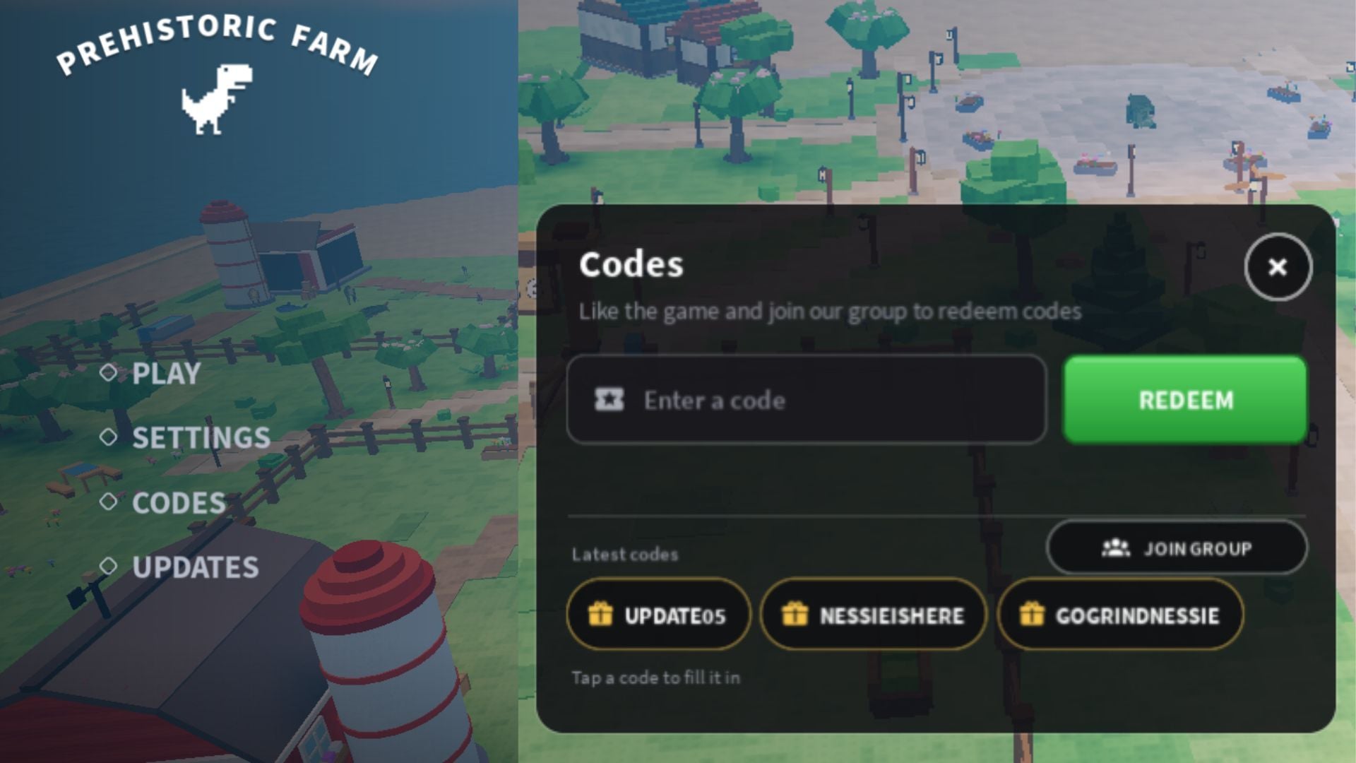 The code redemption box (Image via Roblox)