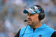 Former Carolina Panthers head coach Matt Rhule watching on from the sideline against the Saints - Source: Imagn