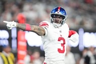 New York Giants wide receiver Odell Beckham Jr. (3) celebrates during a game against the New York Jets at MetLife Stadium, Aug - Source: Imagn