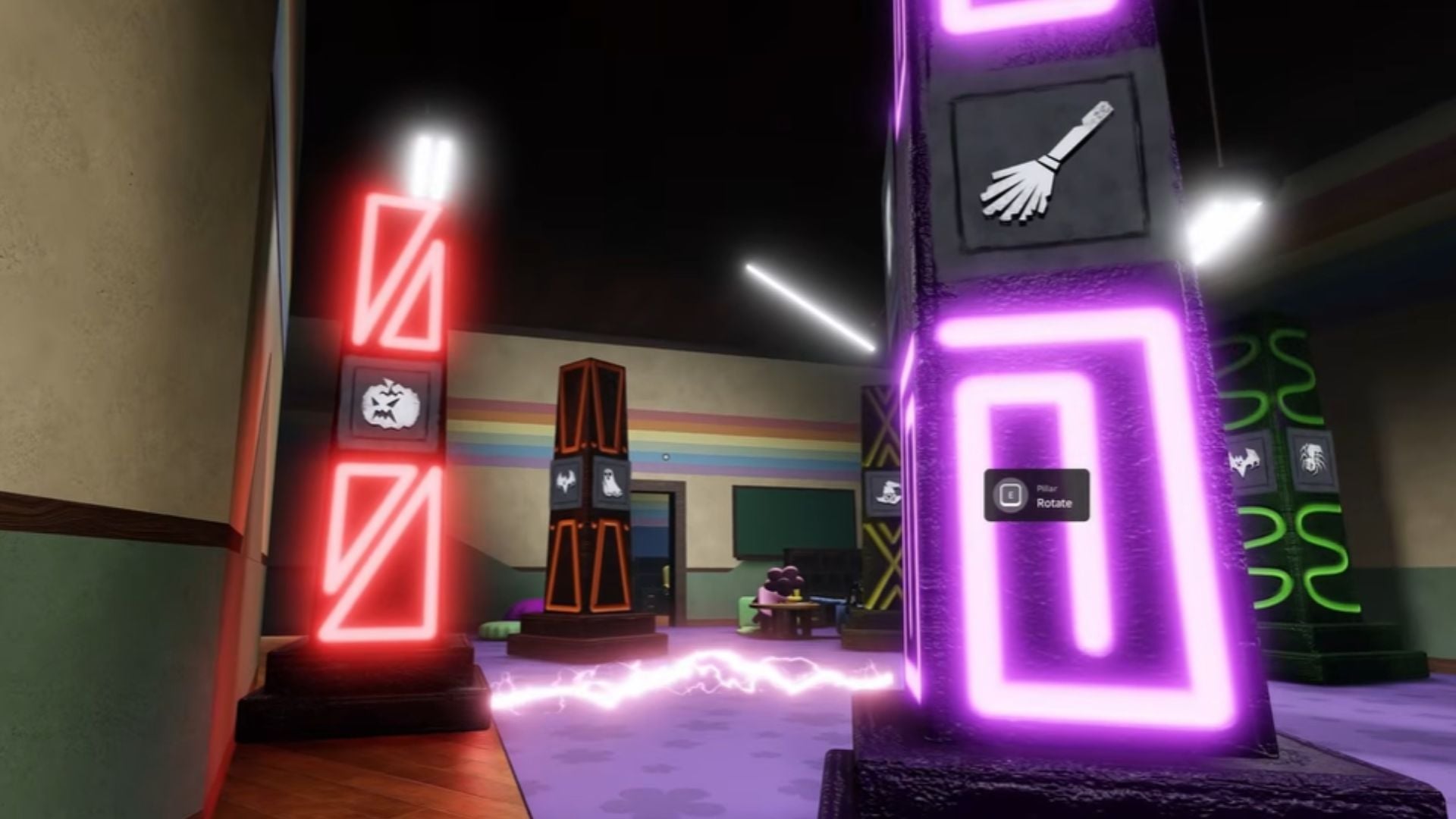 The pillars must fire a beam at the center (Image via Roblox)
