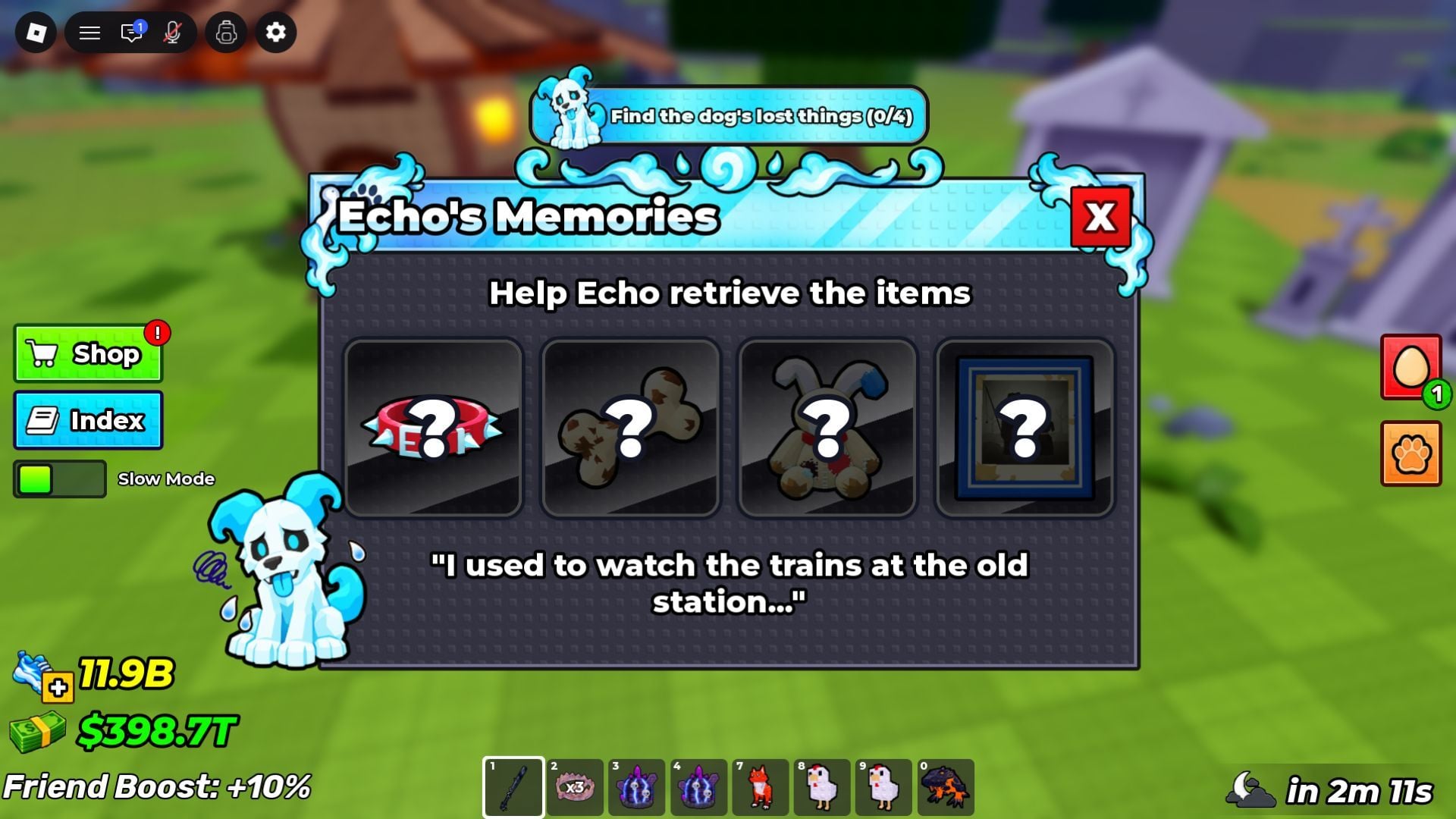 Completing the Ghost Fisherman's quest for the Phantom Express Ticket in Steal an Egg