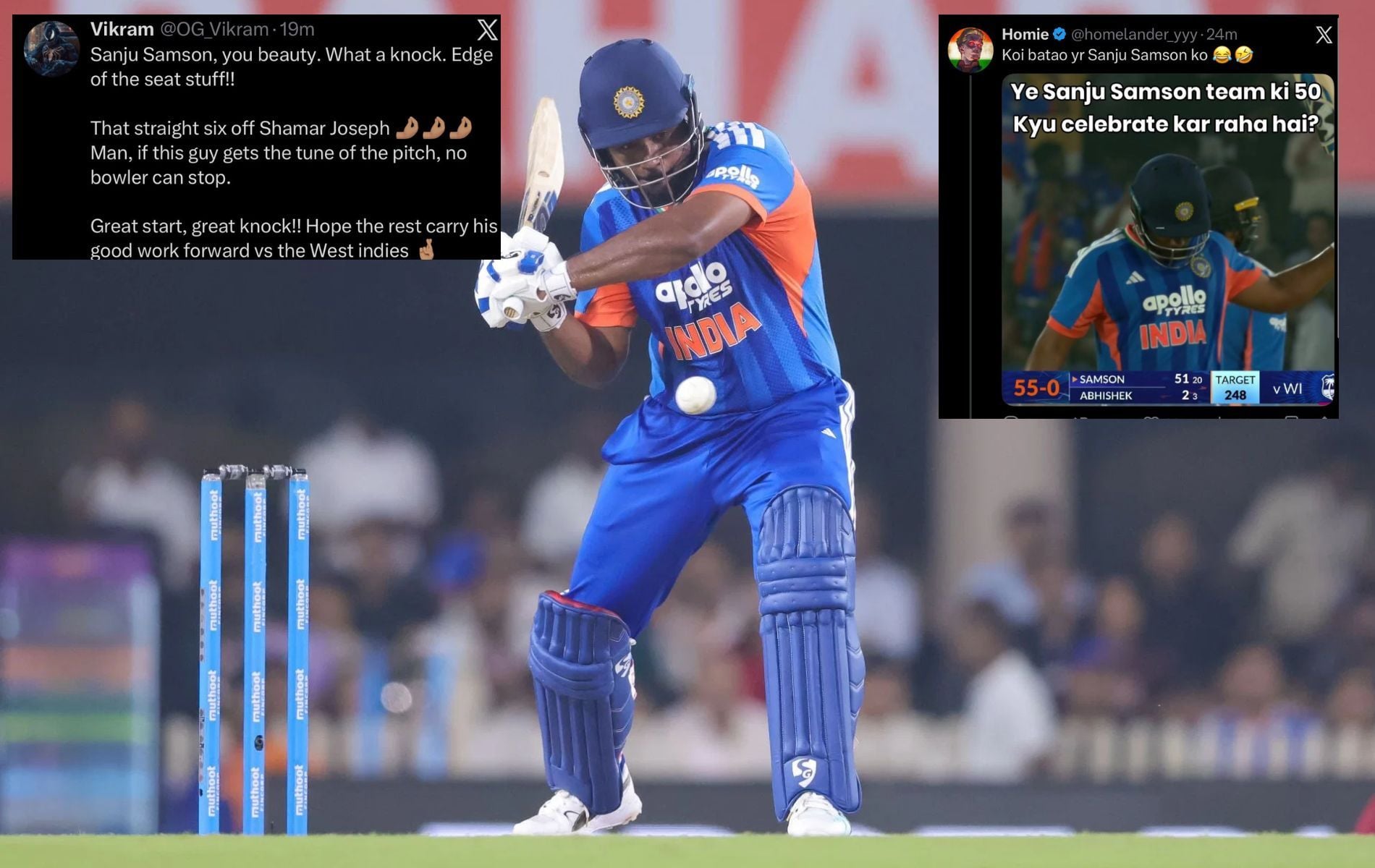 "Team ki 50 kyu celebrate kar raha hai?" - Fans hail Sanju Samson's blazing 56 off 23 balls in IND vs WI 2026 4th T20I