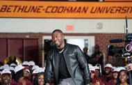 Former NFL star Ryan Clark laughs during ESPN's "First Take" at Bethune-Cookman University during the show’s HBCU fall tour. - Source: Imagn