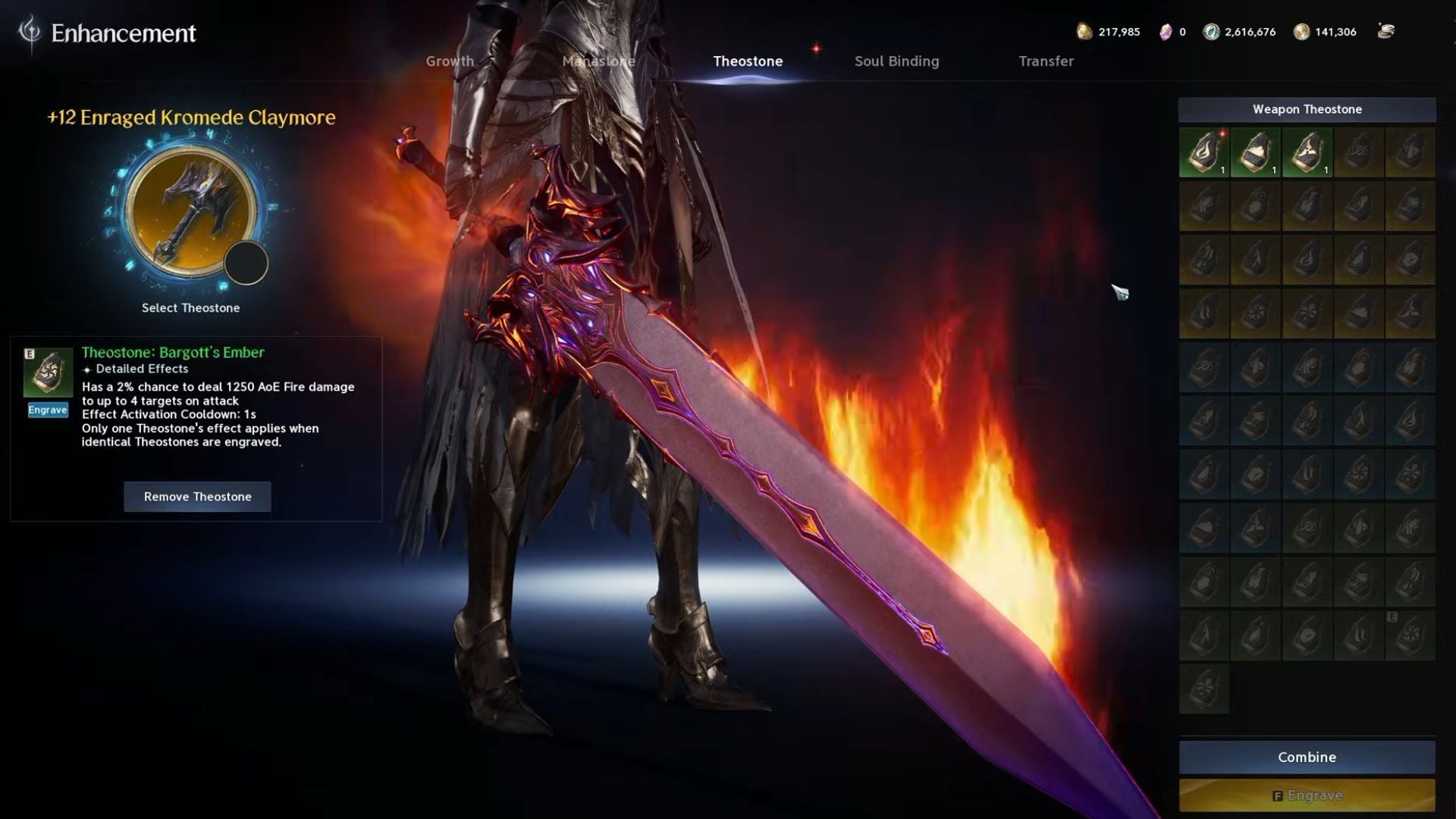 Only weapons and guards can hold Theostones (Image via NC || YouTube/@BueWoW)