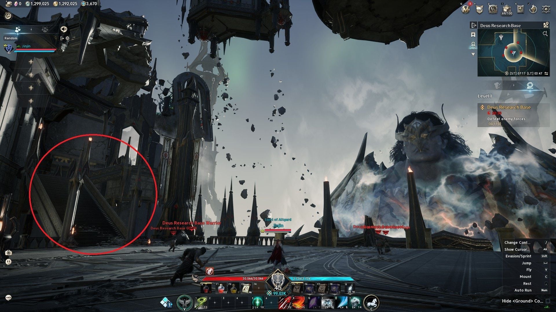 Stairs to the left in Deus Research Base of Aion 2 (Image via NC)