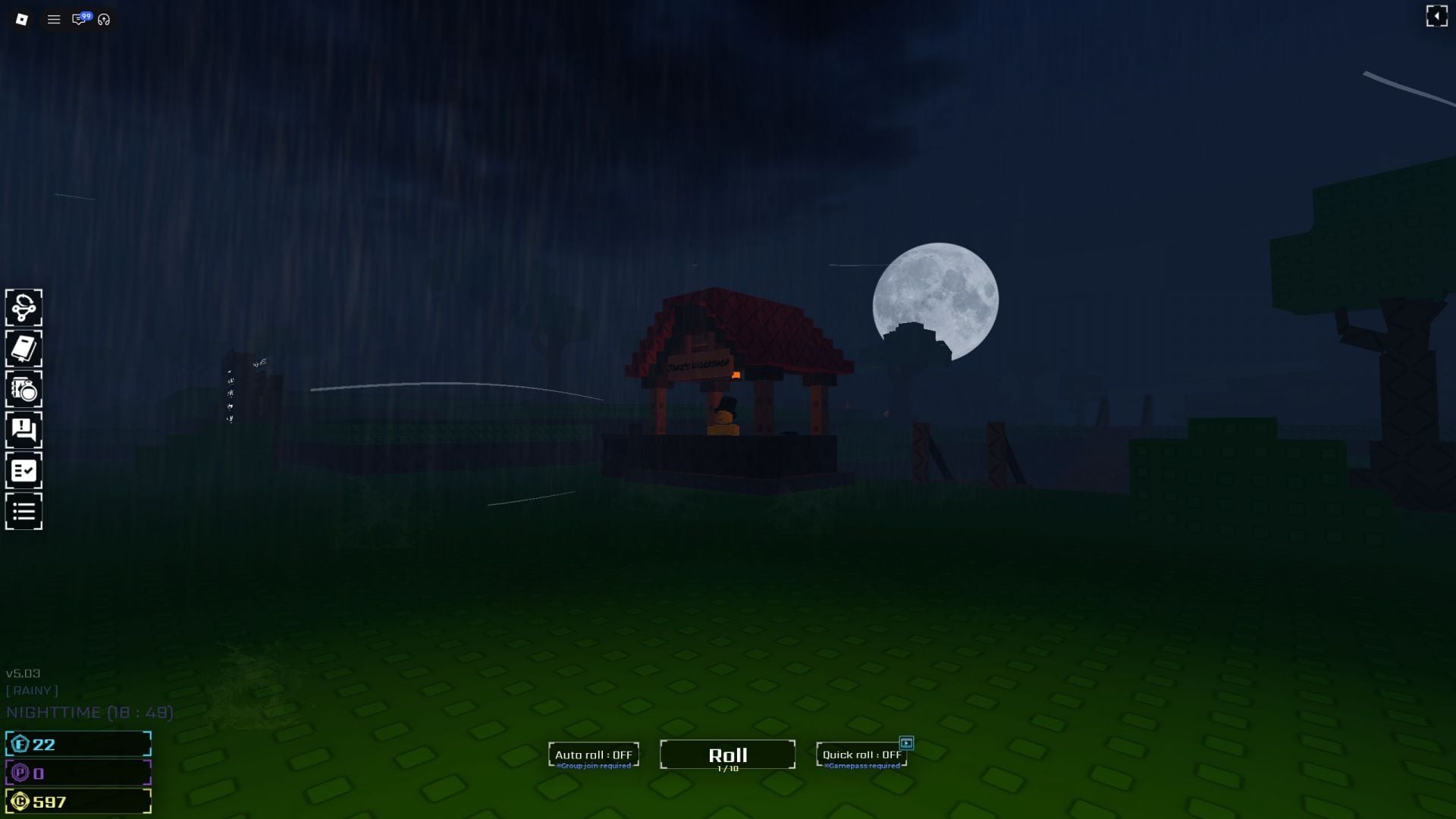 The Radiant Forest Biome can only be activated at night (Image via Roblox)