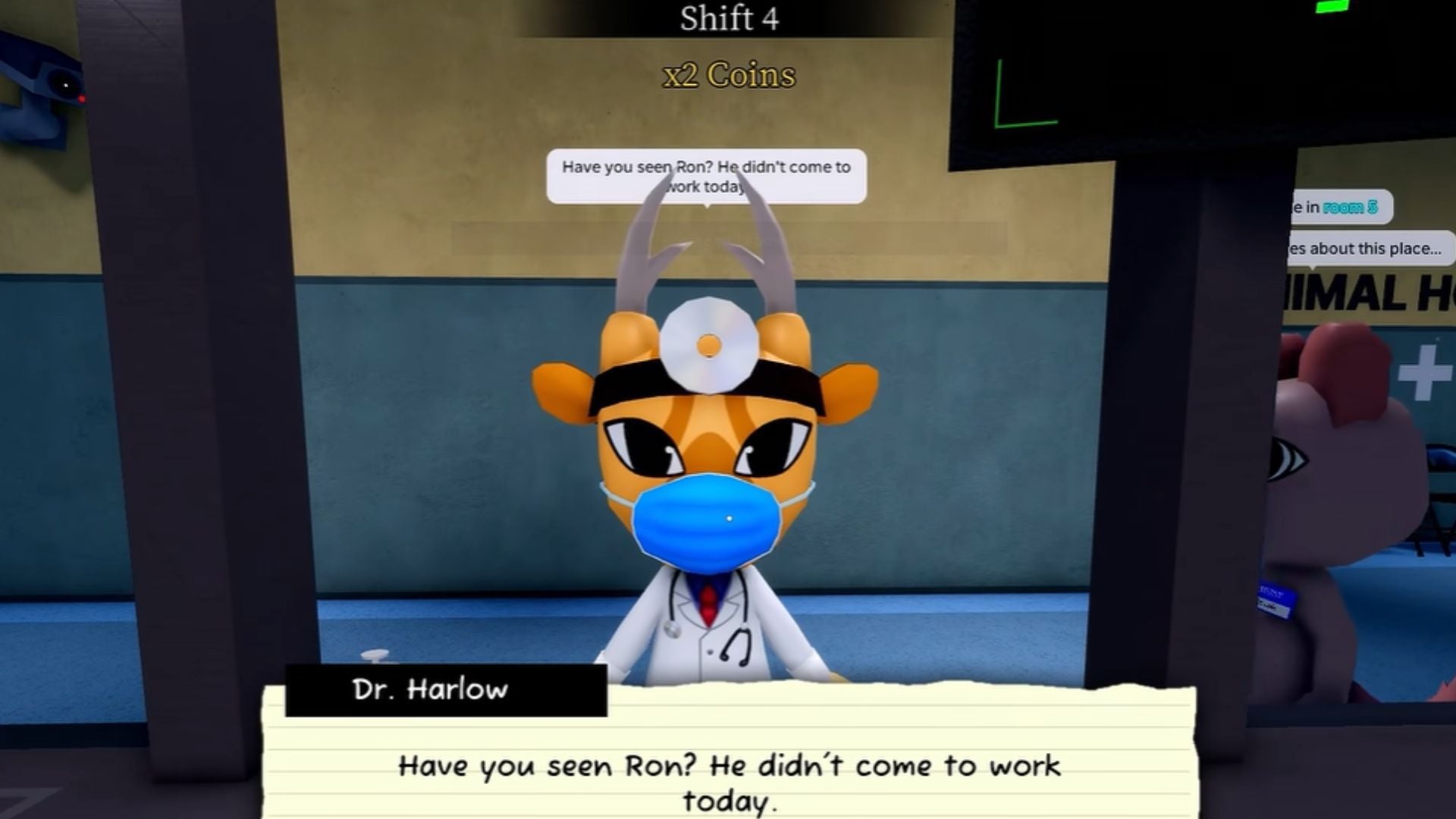 Dr. Harlow's speech on Ron (Image via Roblox)