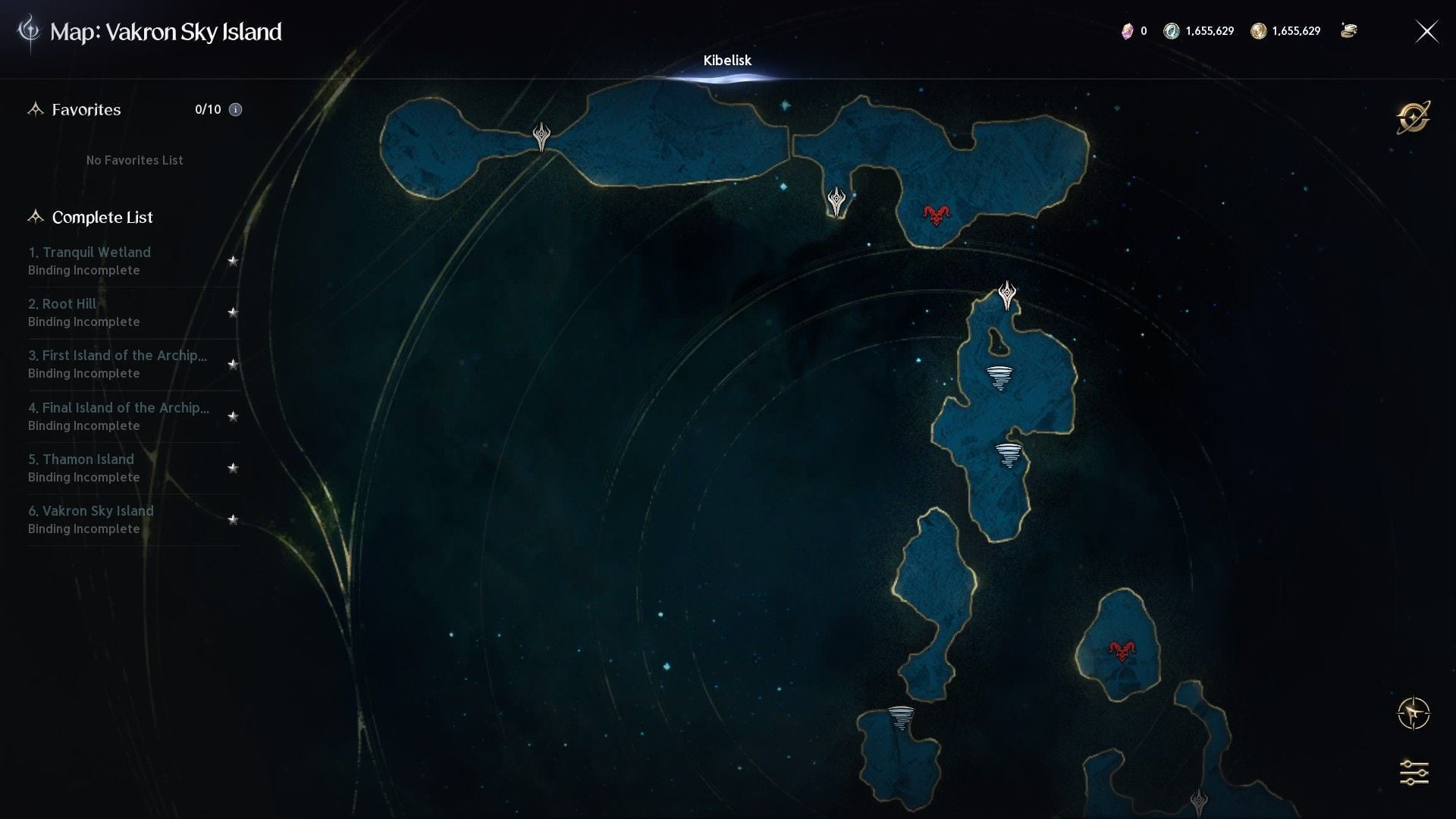 Second half of the Vakron Sky Island map in Aion 2 (Image via NC)