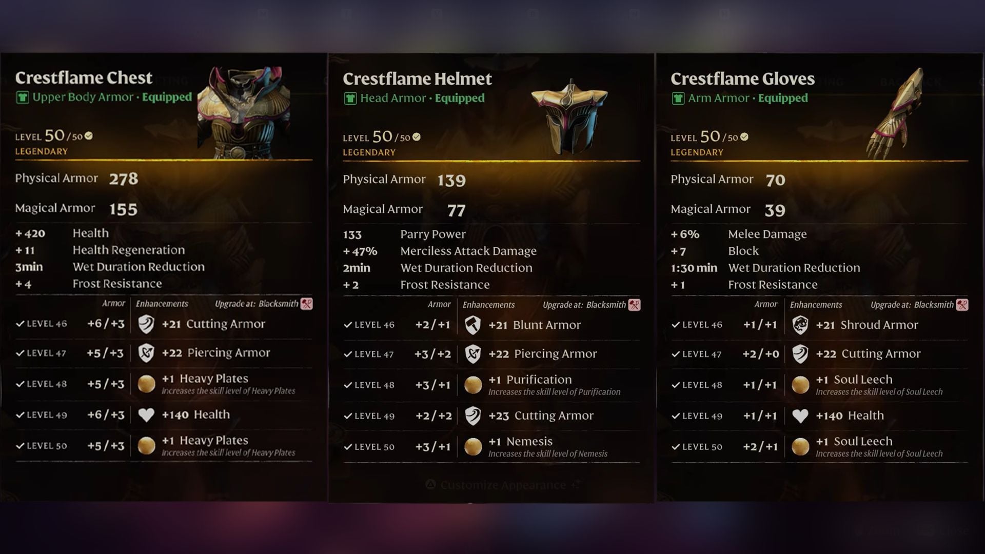 For pushing the endgame, the Crestflame Set offers the best Tank setup in the game (Image via Keen Games)