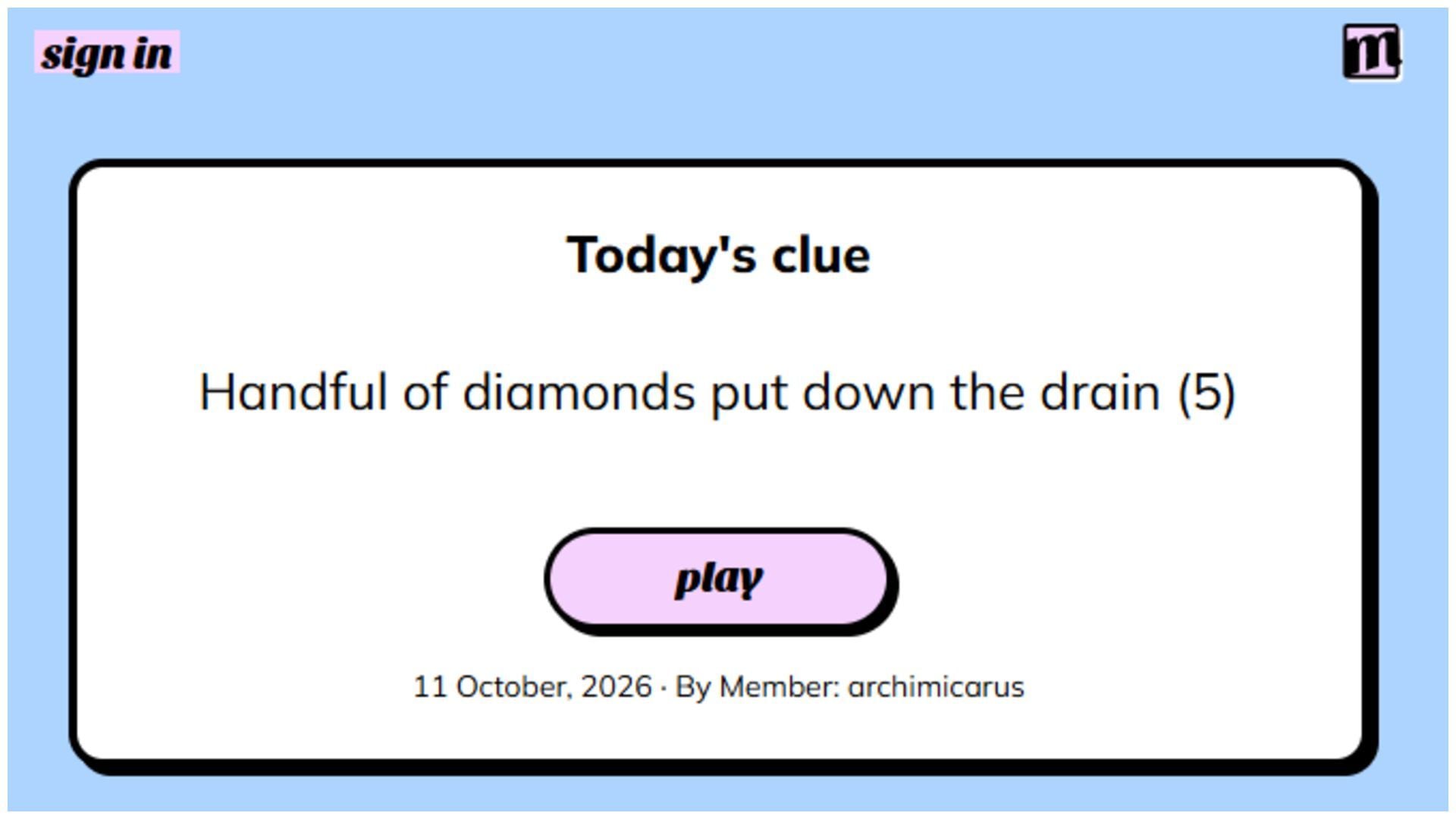 Today's Minute Cryptic Answer and Hints for October 11, 2026