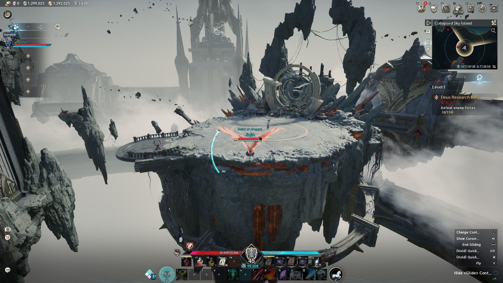 Gliding to Nazmun's Arena in Aion 2 (Image via NC)