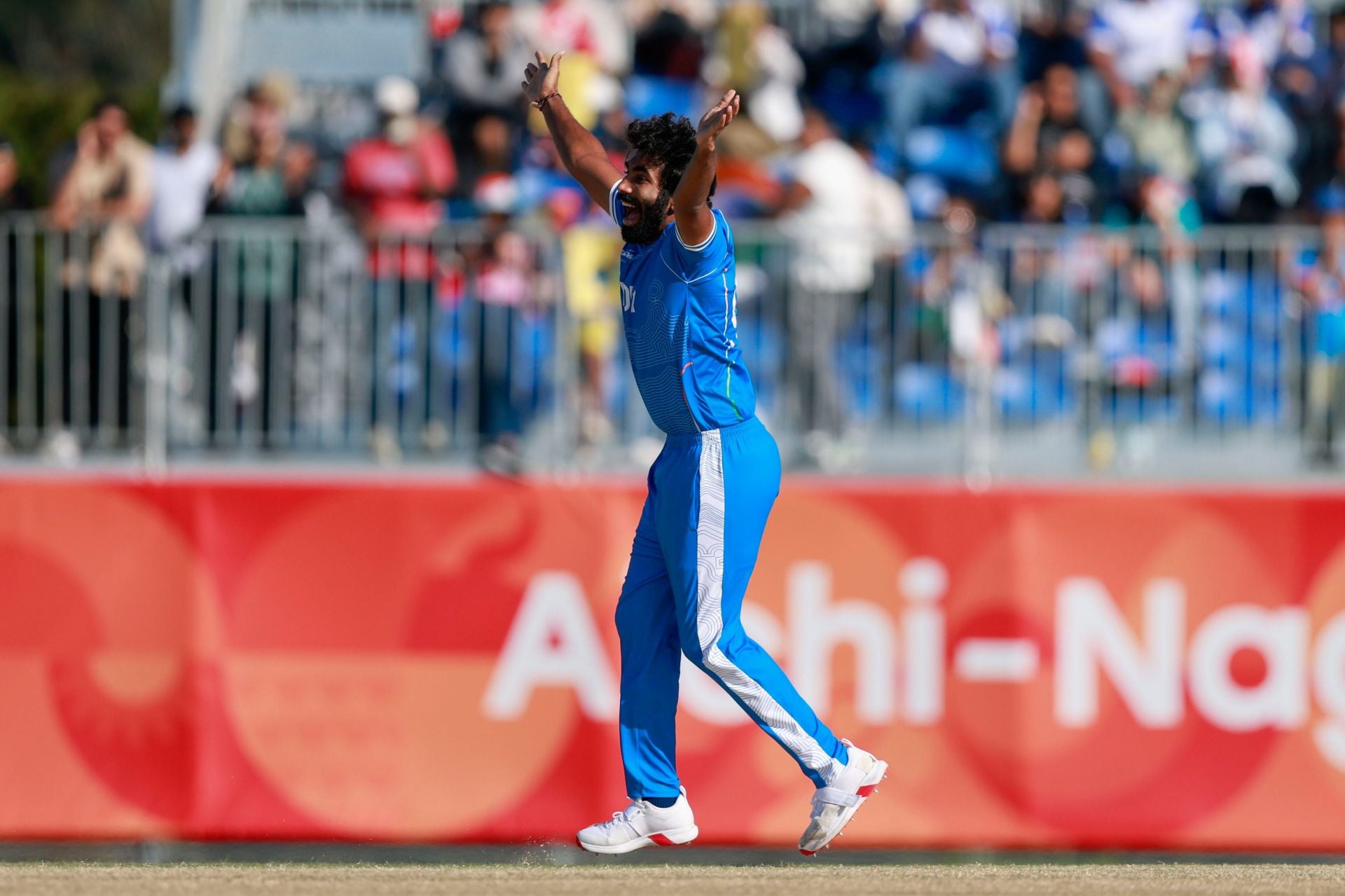India bowler Jasprit Bumrah celebrating his wicket against Sri Lanka in Asian Games 2026 semi-final