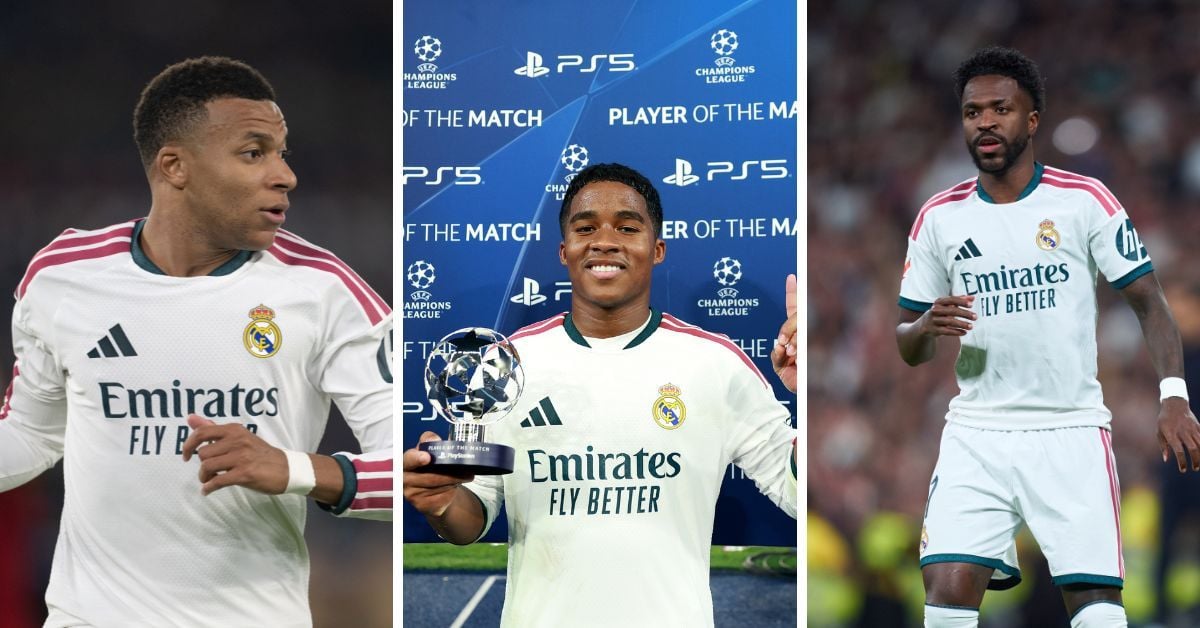 Real Madrid superstars Vinicius and Jude Bellingham react to substitute Endrick winning man of the match in incredible Champions League win vs Roma
