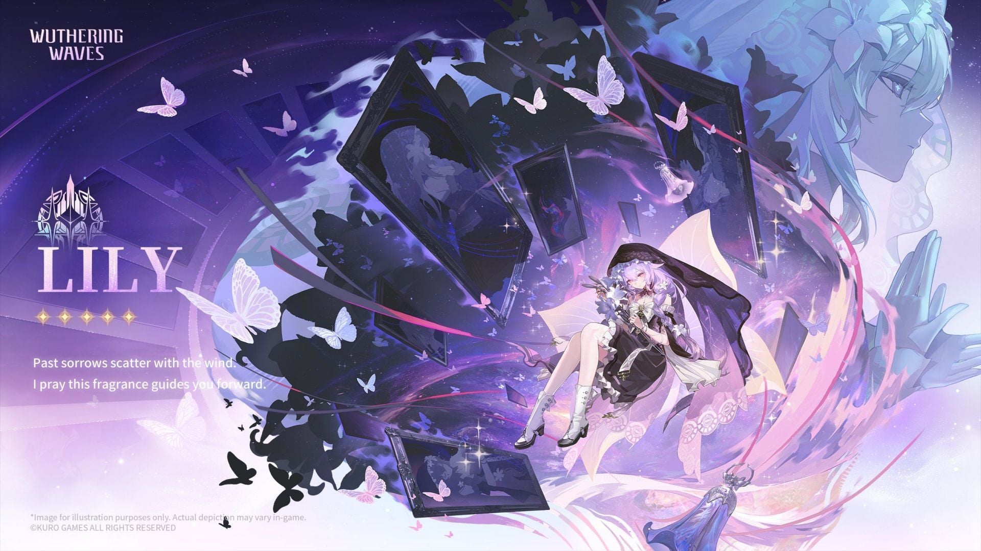 Full Wuthering Waves Lily promotional composition with her name and five stars