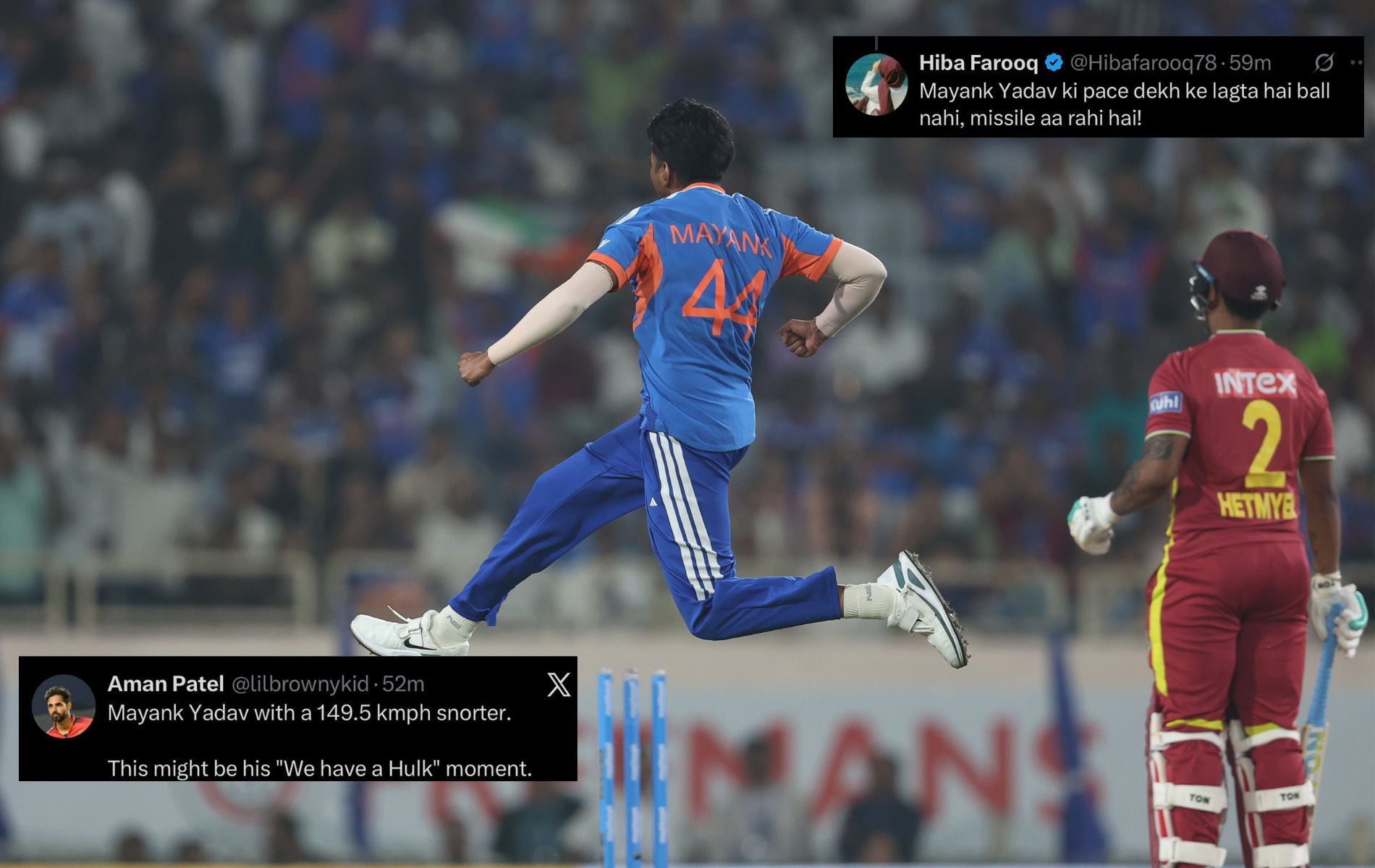 "Ball nahi, missile aa rahi hai!" - Fans hail Mayank Yadav's stunning spell in IND vs WI 2026 2nd T20I