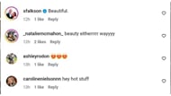 Screenshots of Sara Falkson, Natalie McMahon, Ashley Rodon and Caroline Nielson's comments on Elle Jowett's Instagram post (Image via Instagram.com/@ellejowett)