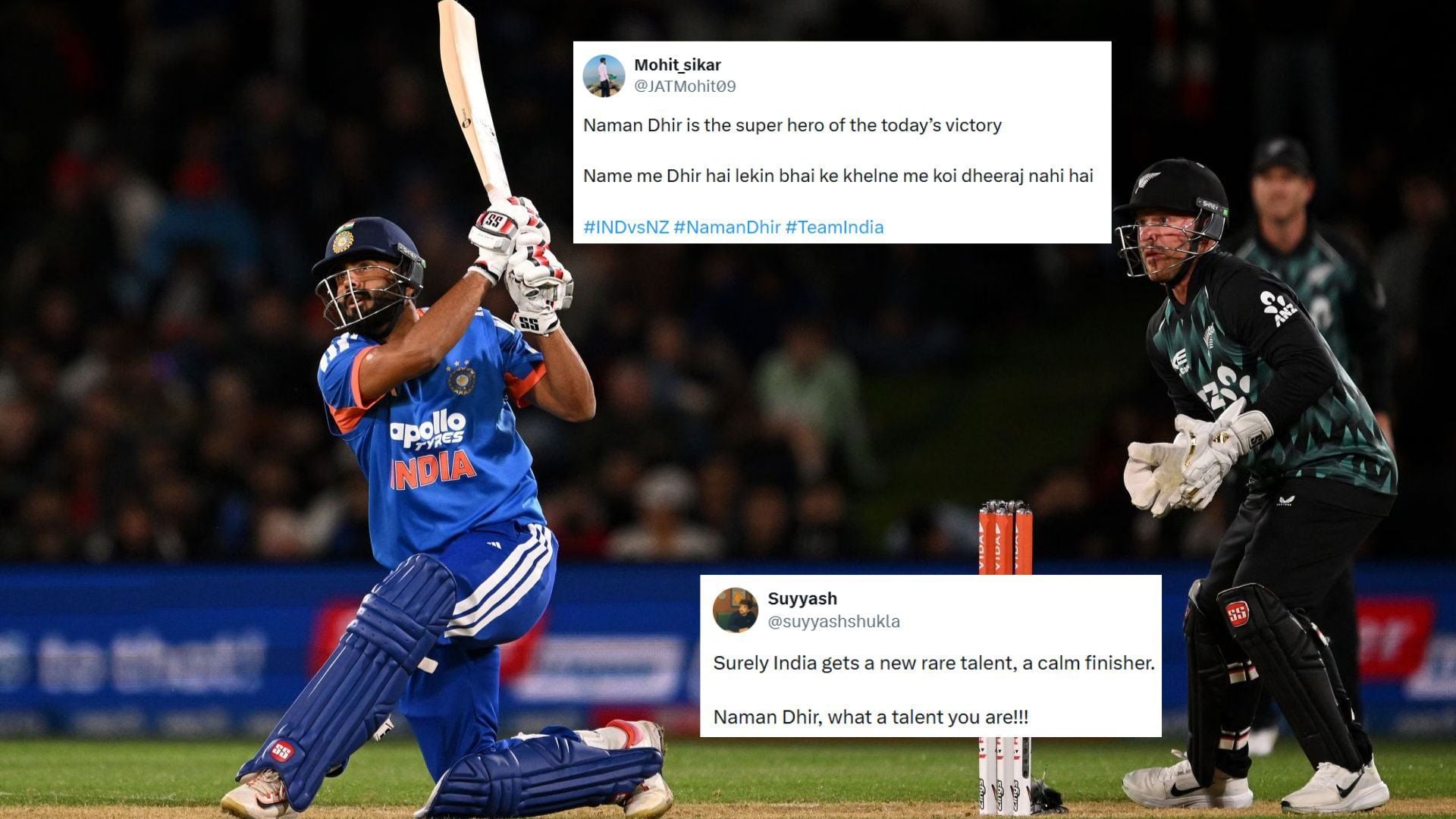 "The new finisher has arrived for India" - Fans hail Naman Dhir for his sensational match-winning 42* off 15 in NZ vs IND 2026 1st T20I