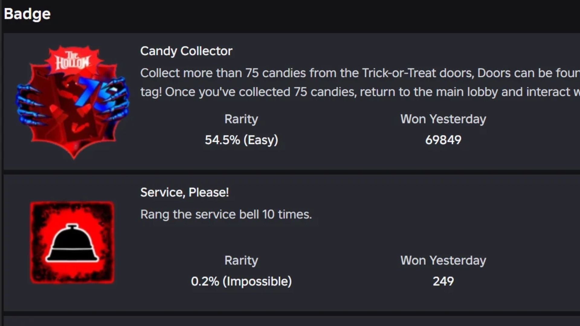The Candy Collector badge (Image via Roblox)