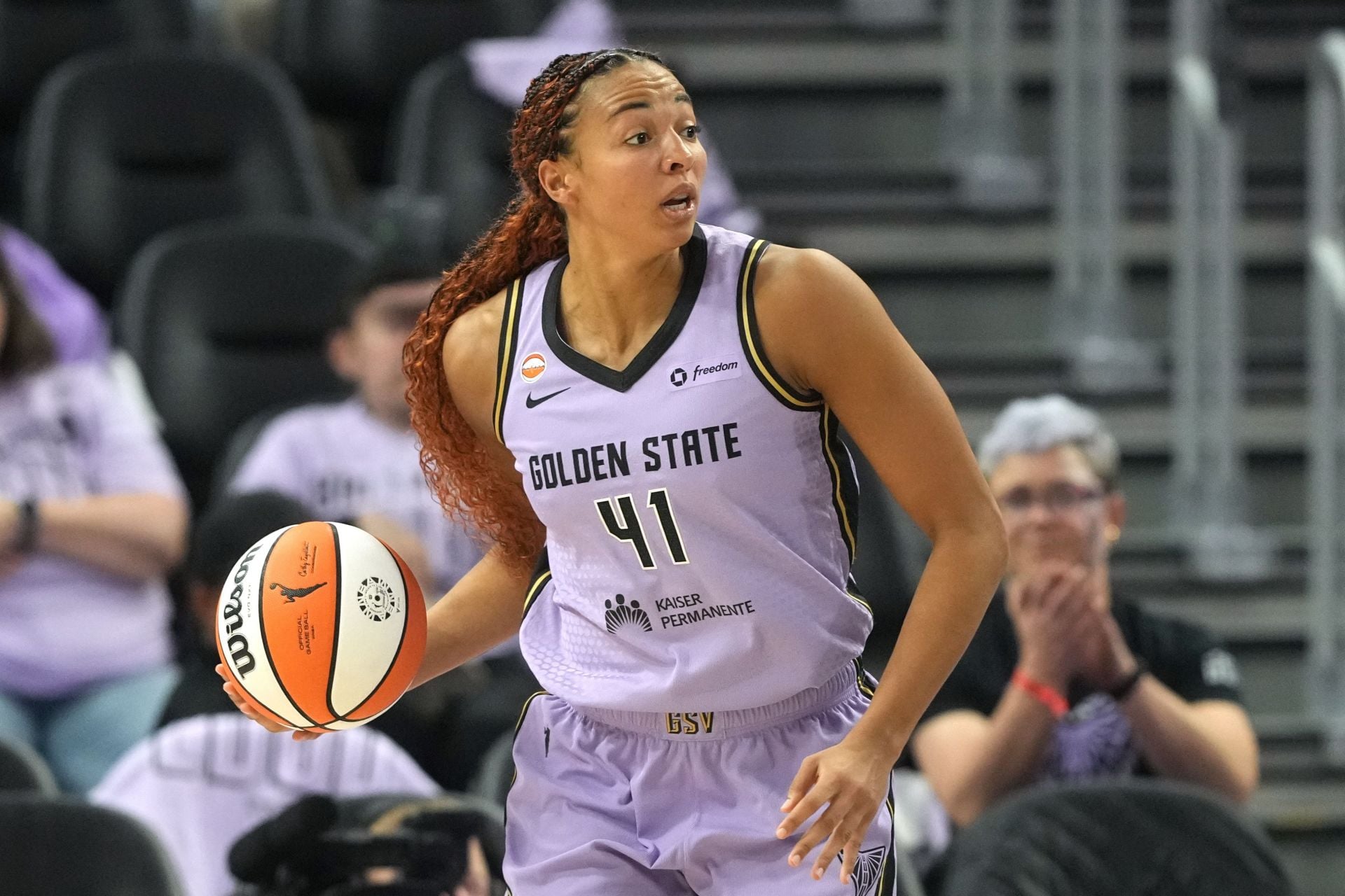 Kiah Stokes joined the Valkyries this offseason and has become a mainstay in the starting 5 (Source: Imagn)