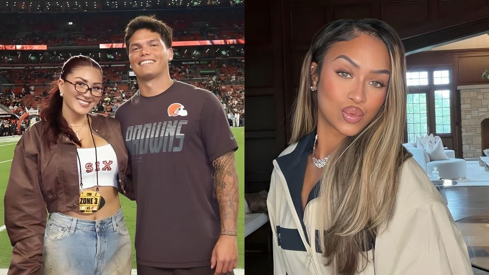Dillon Gabriel’s wife Zoe poses with Deshaun Watson’s wife Jilly Anais after “victory fridayyy” vs. Steelers