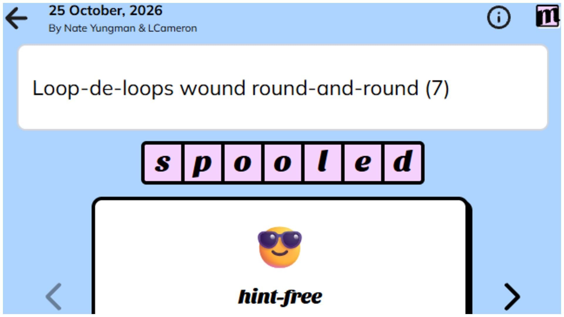 Today's Minute Cryptic Answer and Hints for October 25, 2026