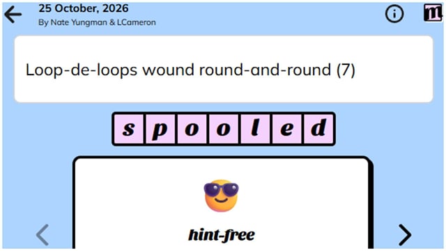 Today's Minute Cryptic Answer and Hints for October 25, 2026